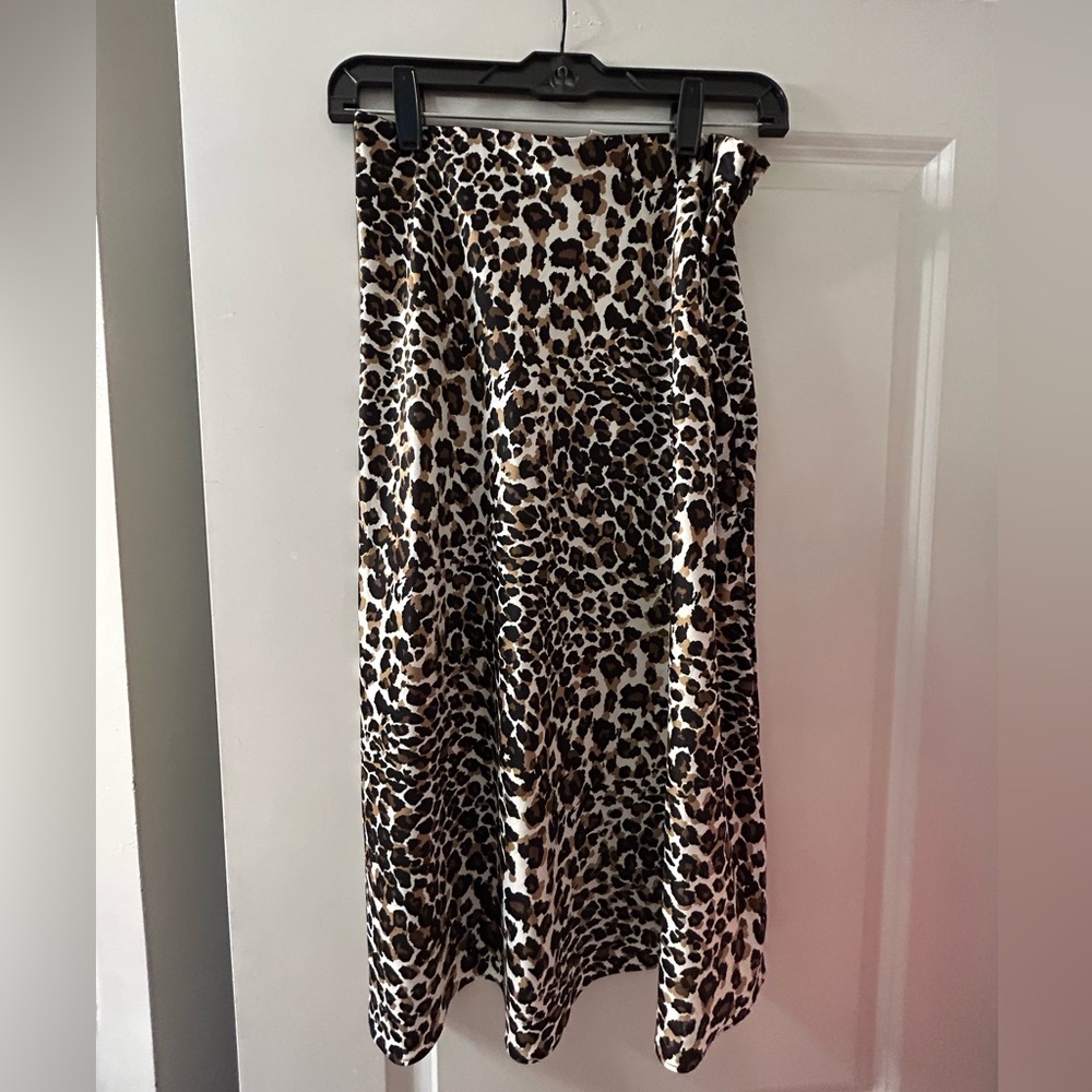 Express Leopard Print Midi Skirt - Brown & Black